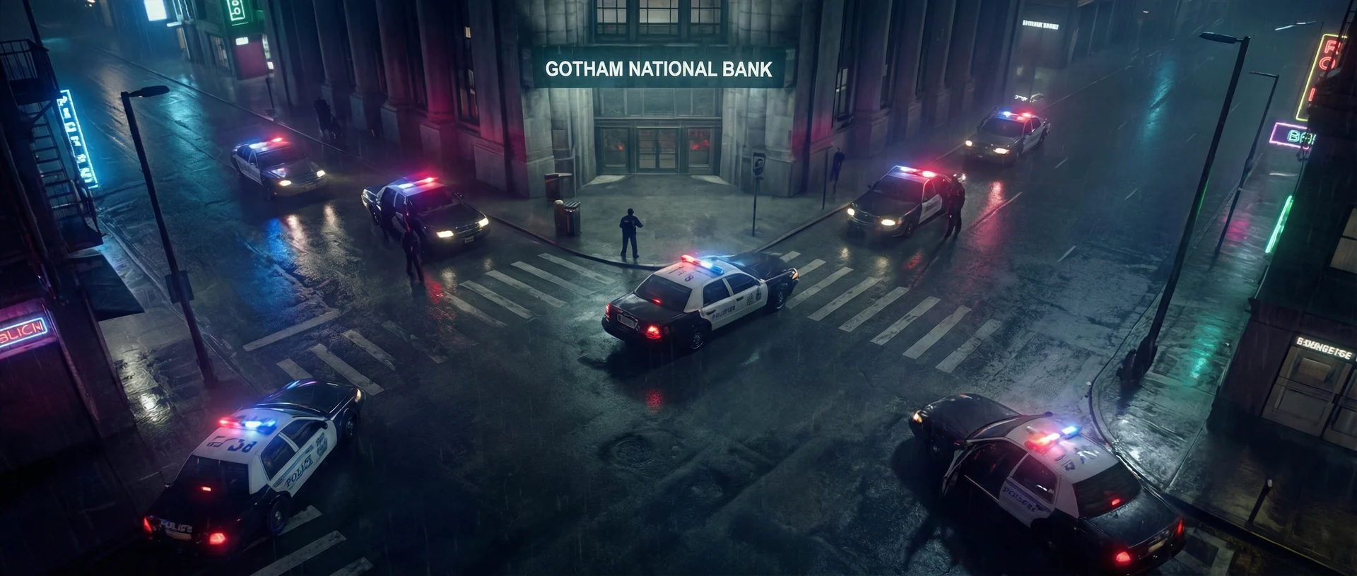HOF "The Heist" Police Outside Gotham Bank
