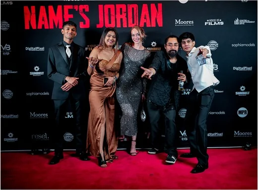 Group portrait on the red carpet